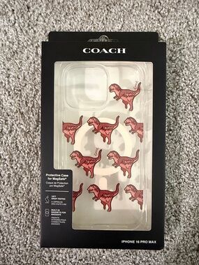 Coach Clear iPhone 16 Pro Max Case For MagSafe with T.Rex Print